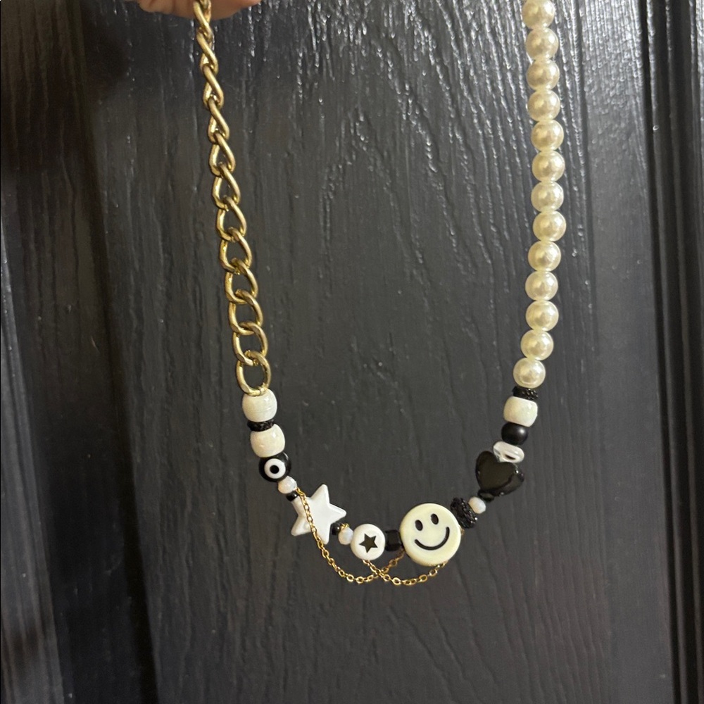 Gold and Pearl Mixed Chain Necklace from a Boutique